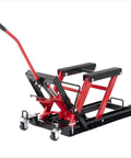 Motorcycle Lift Jack With Wheels 1500 Lbs Hydraulic Dirt Bike Scissor Lift With Handle And Foot Pedal Pro Grade Jack Stand