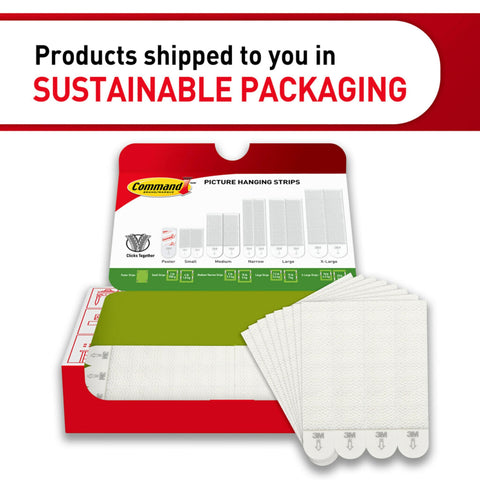 Open package of Damage Free Large Picture Hanging Strips Hold Up To 16 Pounds With 56 White Adhesive Strips In 28 Pairs
