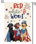 Patriotic 4th Of July Garden Flag 12x18 Inch Double Sided Yard Outdoor Decoration Weather Resistant Durable Polyester Fabric With Stars And Stripes All American For Memorial Day And Independence Day featuring dogs in patriotic attire.
