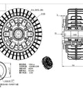 Technical drawing of Hollow Shaft Magnetic Powder Clutch For Tension Control And Brake, 24V System, rotating casing design.