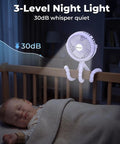Rechargeable Battery Operated Stroller Fan Clip On For Car Seat Crib Treadmill Wagon And More Portable Baby Travel Essential 360