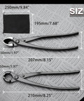 Bonsai Branch Tool Kit With Concave And Spherical Knob Cutters Ambidextrous Stainless Steel Blades Black Modern Style 210mm Length And 50mm Width Pro Grade Pruning Set With Storage Bag, 210mm tool and bag