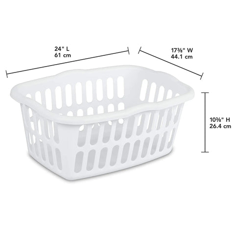 One And A Half Bushel Rectangular Laundry Basket Set In White And Aqua, 12 Pack, Lightweight Durable Plastic Bins With Contoured Grip Handles And Large Ventilation Holes To Cut Odors, Easy Carry For Laundry Day