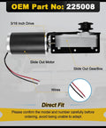 Slide Out Motor And Gearbox Direct Fit Replacement For Accu Slide Cable System With 12V High Torque Motor And R25075 R25076 Gear Box For Travel Trailer Camper OEM Standard. Front view with 3/16 inch drive.