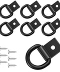 Heavy Duty D Ring Tie Down Anchors Six Pack With Mounting Screws Surface Cargo Hooks solid steel rings and screws designed for secure cargo.