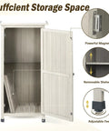 Wooden Outdoor Storage Cabinet And Vertical Garden Tool Shed With Waterproof Metal Roof And Two Adjustable Shelves Ideal For Yard Patio Deck And Porch Gray 20 By 24 By 48 Inches, showcasing interior space with adjustable features.