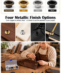 Built Dang Tough 420 Leather Grommet And Eyelet Kit With Three Heavy Duty Steel Punches For Canvas Tarps And Upholstery Makeovers showing four metallic finishes for projects.