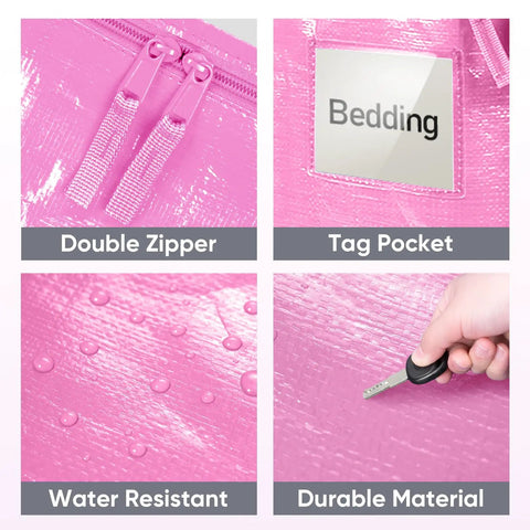 Crush Your Move With Heavy Duty Six Pack Extra Large Bags Featuring Wide Grab Handles And Secure Zipper Closures Waterproof Storage Totes For Closet Organizing Solid Space Saving Gear In Bright Pink