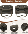 Front and back view of 2-Pack 64 x 61mm Bronze Side Ring Chest Pull Handles for Wooden Boxes and Tool Cases with screws, foldable design