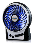 4.9 Inch Mini Desk Fan With 3 Speed Settings, Rechargeable Battery Or USB Powered, LED Light, Quiet Portable Cooling
