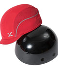 Lightweight Safety Bump Cap Baseball Style With Removable ABS Shell And Foam Padding, High Density PE Interior, Red Micro Brim