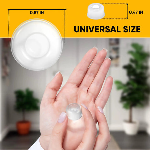 12 Pack Clear Silicone Door Bumpers And Self Adhesive Wall Guards For Cabinets And Drawers, universal size, hand holding bumper.