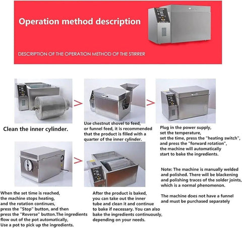 Operation method description for Transform Your Daily Grind With This Heavy Duty Electric Coffee And Nut Roaster.