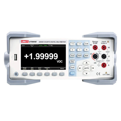 Front view of High-Precision 5.5-Digit Benchtop Multimeter with Auto-Ranging TRMS, 199,999 Counts, 4.3 Inch TFT Display.