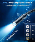 Handheld Endoscope Camera With Light 2.8 Inch IPS Screen IP67 Waterproof Borescope showing LED brightness adjustments underwater