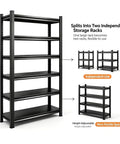 Super Heavy Duty Six Tier Metal Storage Shelves With Height Adjustment Rock Solid Double Layer Upright Design showing flexible use as two independent racks.