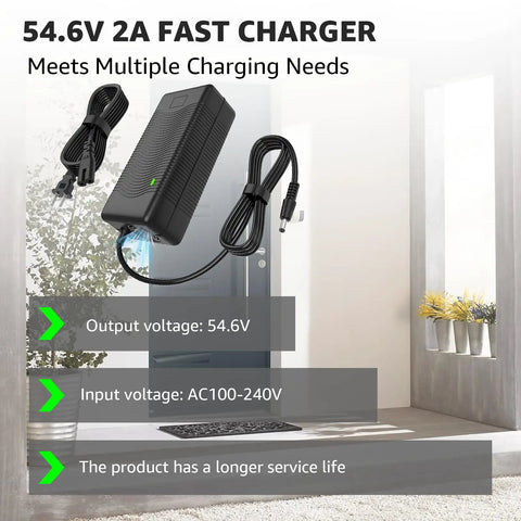 54.6V 2A Four Output LiIon Battery Charger For 48V To 54.6V Scooters And Electric Bikes Fast Universal Charger For Razor Jetson Voyage Gotrax Ninebot Ve And Other Lithium Battery Packs