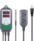 Smart WiFi ITC308 Digital Temperature Controller with dual relays, probe, and power cord for home brewing, fermentation, incubation, and greenhouse monitoring with remote control, dual relay outputs, IOS Android app access, 2.4 GHz connectivity