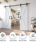 Double 24In By 84In Barn Door Kit With 8Ft Sliding Hardware And Handle Included, DIY Ready, Easy Install, Water-Resistant White K-Frame in kitchen