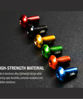 Colorful aluminum bolts showcasing durability and corrosion resistance, arranged in a row on a black surface.