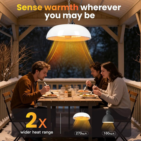 1500W Infrared Ceiling Mounted Patio Heater With 360 Degree Heat Coverage installed in an outdoor dining gazebo