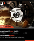 Front Wheel Bearing And Hub Assembly For Jeep Grand Cherokee 1999 2004 Five Lug Compatible With Ball Bearing, installed view.