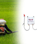Backpack Granular Fertilizer Spreader With Woven Bag For Vegetables And Corn, No Fuss, Multipurpose Labor Saving Garden Tool With Two Metal Handles, Easy To Use, 48x44cm Bag, Durable PP Construction in use on a field.