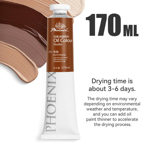 Raw Sienna Oil Paint Pro Grade Studio Tube 170ml With High Pigment Thick Creamy Texture And Strong Tinting Power For Rich Color And Long Lasting Permanence Raw Sienna 601 tube with color swatches