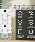 Top Shelf Low Profile Gfci Outlet Fifty Pack With Glowing Status Lights And All Weather Cover Plate For Home Renovation Jobs, 20 Amp GFCI outlet, weather resistant design.