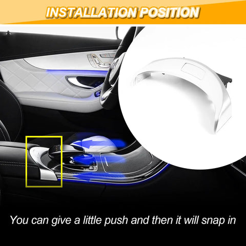 MercedesBenz Front Center Console Armrest Box Release Button Cover Replacement For 2015 To 2021 C Class W205 and GLC installation view