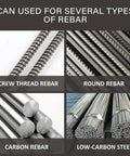 Various rebar types compatible with Beast Mode Hydraulic Rebar Cutter Portable Edge Saw For Cutting Steel Bar From 4mm To 22mm In Seconds
