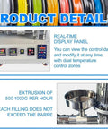Close-up of the real-time display panel and extruder setup of the Desktop Extruder for filament production.
