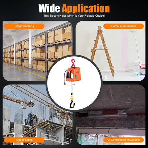NOLANTISI 3-in-1 electric hoist winch, orange, 2200-lb capacity, 38 ft rope, wired and wireless remote