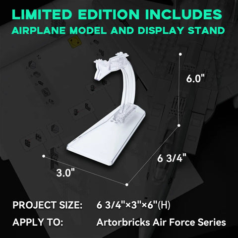 Dope F15 Eagle Fighter Jet Model Kit With Display Stand, 223 Piece Military Airplane Building Set For Adults, dimensions displayed
