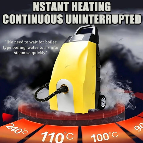 Jintvo Industrial Steam Cleaner With 110 Degrees High Temp And 3.5L Tank, Professional Steam Washing Machine For Home Restaurant And Car Interior Deep Cleaning Including All Attachments Yellow, showing water heating quickly.