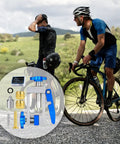 All In One Bike Hydraulic Brake Tool Kit For Easy Disc Brake Maintenance 2 In 1 Copper And Aluminum Alloy Line Cutter shown with cyclists