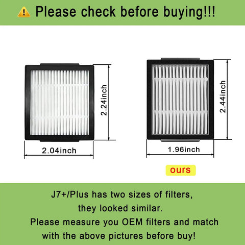 Size comparison of HEPA filters in Must Have Replacement Parts Kit For Roomba I Series And J Series Not For Combo Models