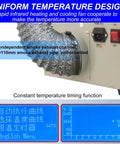 Drawer Type Reflow Oven With Hot Air Circulation And Infrared Heater Rework Station T962V20 showing temperature control and exhaust pipe