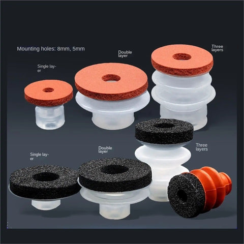 Heavy Duty Tianxing Big Head Manipulator Vacuum Suction Cup with Single Layer Sponge Nozzle, various sizes and layers for industrial use.
