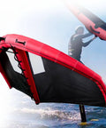 Inflatable Handheld Wing Foil Kite For Wind Wing Foiling And Kitesurfing, red with window view design, used on water