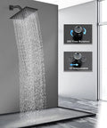 8 Inch Square Rain Shower Head With High Pressure Spray, Stainless Steel Black Finish, Ultra Thin Design, wall mounted