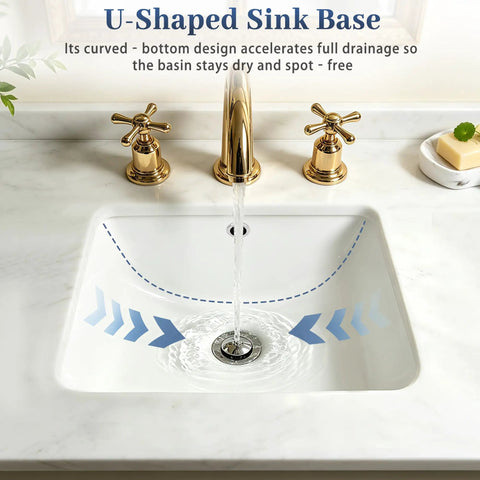 IBVIVIC Undermount Bathroom Sink, 14.4x12.7 Inch White Rectangle Porcelain Ceramic Vessel Sink, Deep Basin with Overflow - Under Counter Lavatory Vanity Sink for Home & Hotel, featuring U-shaped sink base design for full drainage.