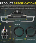 Diagram of All In One 150HP Hydraulic Outboard Steering Kit With Helm Pump Dual Lock Cylinder 26.8 Ft Hoses Fill Kit For Single Engine Boats Compatible With Yamaha Mercury Honda Suzuki Three Fourths Inch Tilt Tube showing dimensions and components.