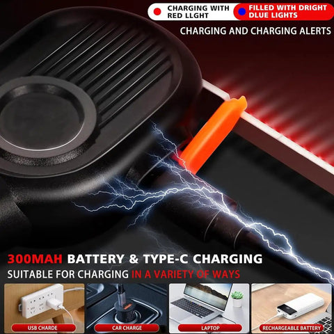 Close-up of USB rechargeable bike tail light with Type-C charging, showing red LED indicator for safer night commutes.