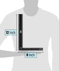 Metal Carpenter Square Ruler L Shape Right Angle 8 By 12 Inch With Imperial And Metric Measurements One Sixteenth Inch Graduations