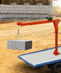 Heavy Duty 1100 Lb Truck Mounted Crane Hoist W/ 12V Electric Winch lifting a concrete block on a pickup truck bed.