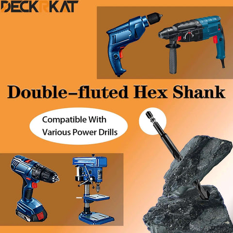 Deck Kat 6-piece black masonry drill bit set with double-fluted hex shank and storage case