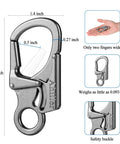 Double Lock Carabiner Clip With Anti Misopening Design 3.1 Inch Zinc Alloy Heavy Duty Keychain for outdoor use, detailed view and dimensions.