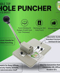 Heavy Duty Desktop Slot Punch For ID Cards And Bulk Badges With Precision Adjustable Slide Guides, tabletop design for effortless punching.
