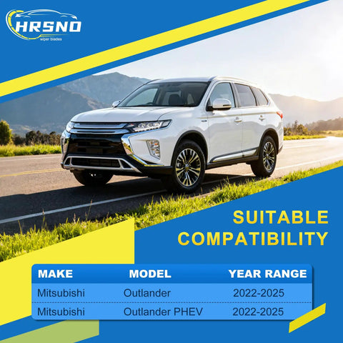 Premium Full Coverage Windshield Wiper Blade Set Compatible With 2022 Through 2025 Mitsubishi Outlander And Phev on road.